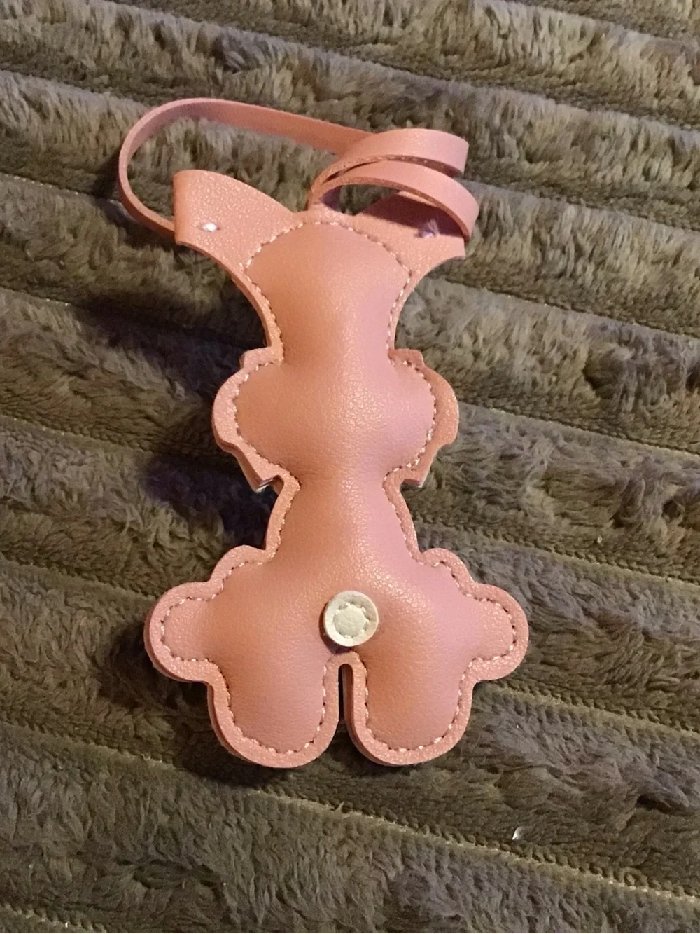 Pink Leather Dog Charm with White Accents